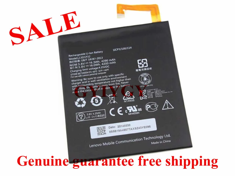 3.8V 4290mAH Battery L13D1P32 for Lenovo Ideapad  A5500 L13D1P32