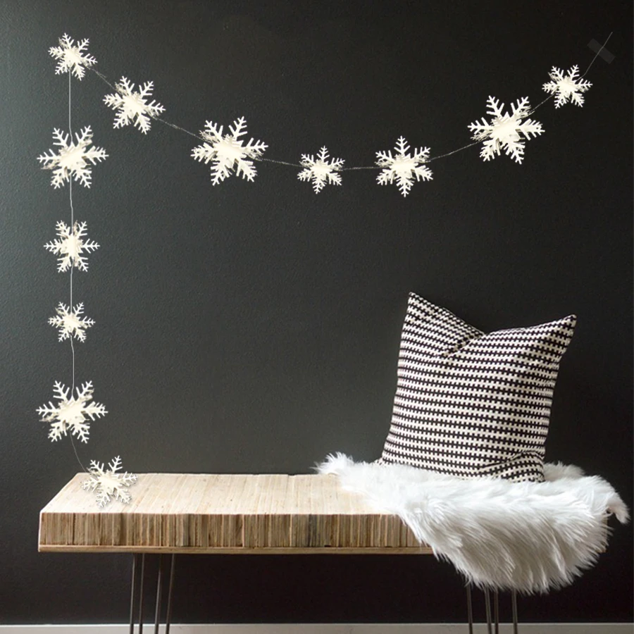 Frozen Birthday Party Supplies 3M White Shiny 3D Snowflake Paper Garland Christmas Wedding Scene New Year Banner Home Decoration