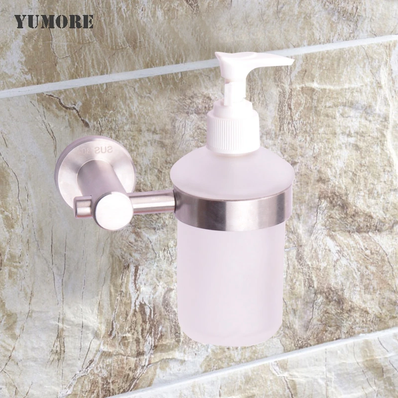 

2016 New Simple Wall Mounted Liquid Soap Dispenser With Satin Finish+Frosted Glass Container/bottle Bathroom products