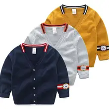 Демисезонный кардиган для мальчиков детская одежда из хлопка для мальчиков с длинными рукавами свитера Детские повседневные трикотажные топы элегантный дизайн в школу