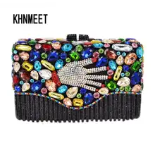 Новейшая модель; модные роскошные театральные сумочки ладони дизайнерская обувь со стразами расшитая кристаллами Сумочка-клатч вечерние кошелек сумка на выпускной бал золотые свадебные женские сумки из натуральной кожи SC446