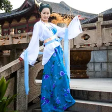 Новая Древняя китайская одежда костюм женские хлопковые принты Hanfu костюмы для танцев
