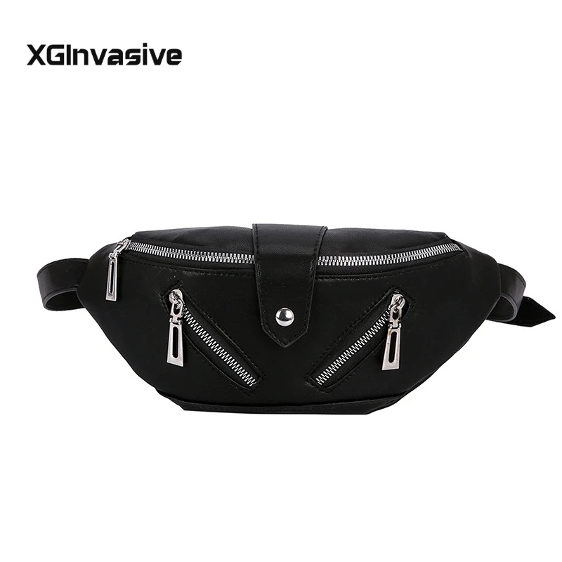 

Multifunctional Waterproof Waist Bags Double Zipper Ladies bag PU Leather Messenger bag Chest bag Belt bag Women's Wallet bolso