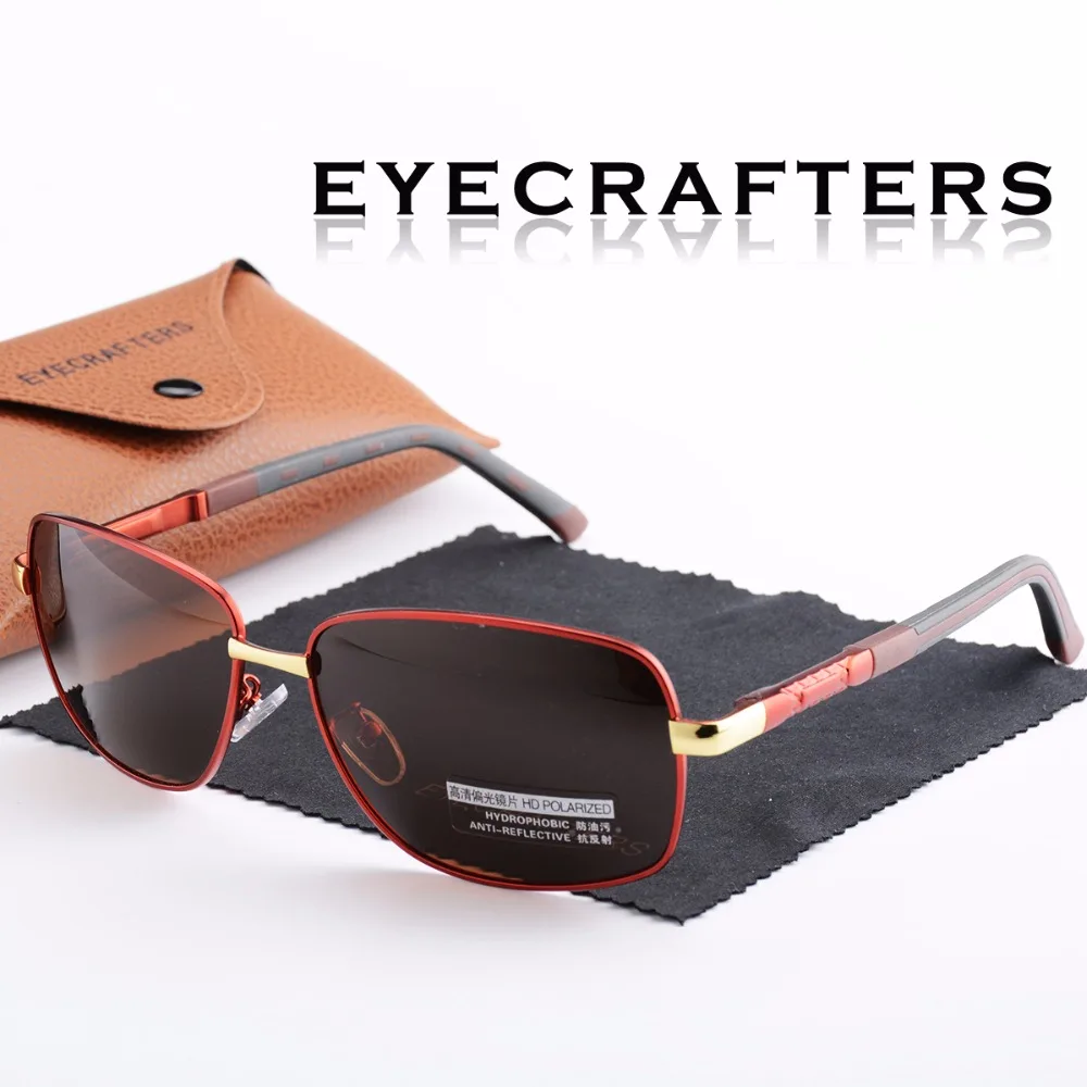 

Eyecrafters Brown Designer HD Polarized Sunglasses Mens Driving Metal Alloy Sunglasses Fashion UV400 Eyewear 8726