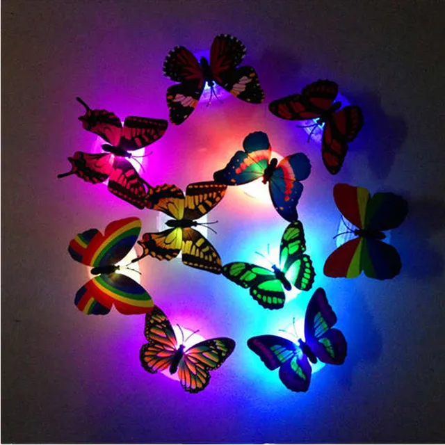 1pcs LED Wall Stickers Colorful Changing Butterfly Glowing Wall Decals Night Light Lamp Home Decor DIY Living Room Wall Sticker
