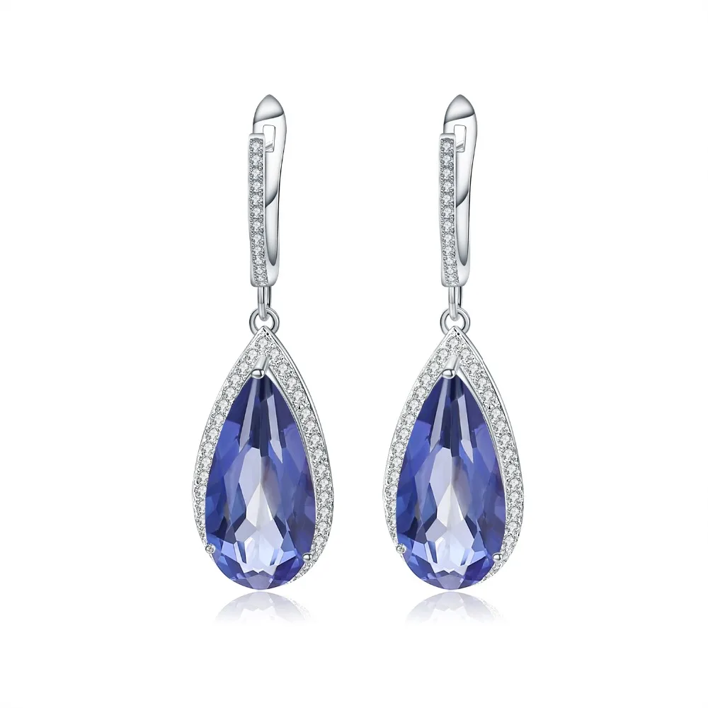 

GEM'S BALLET 15.78Ct Natural Iolite Blue Mystic Quartz Water Drop Earrings 925 Sterling Silver Earrings Fine Jewelry For Women