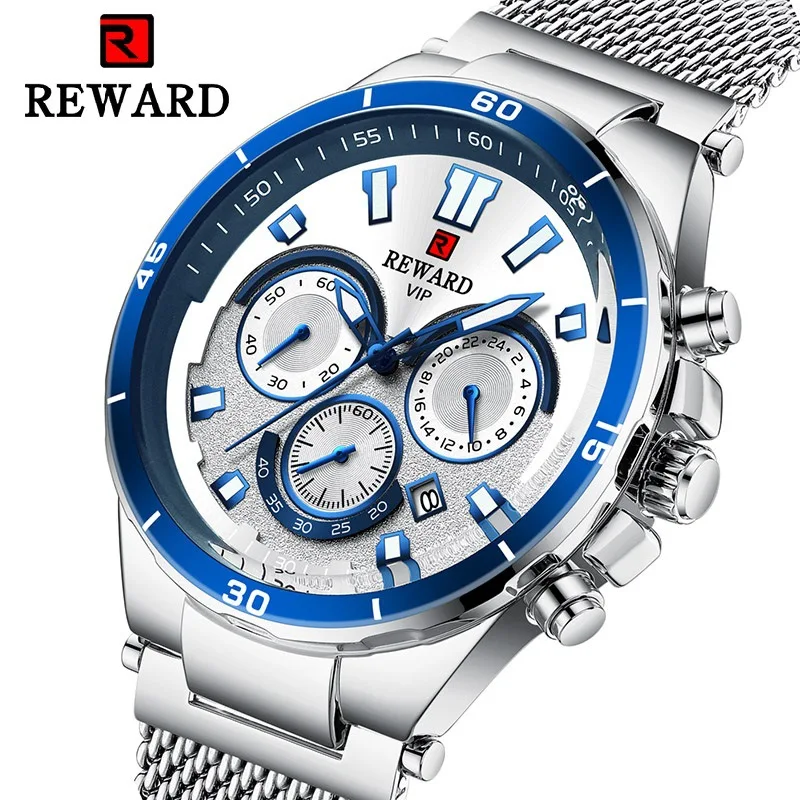 REWARD модные для мужчин S часы лучший бренд класса люкс кварцевые часы для мужчин повседневное тонкая сетка нержавеющая сталь