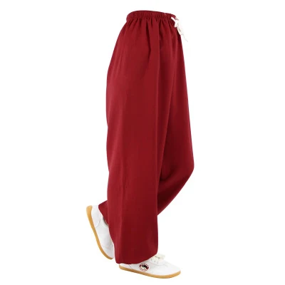 Повседневные Мужские штаны-шаровары для йоги, фитнеса, бегунов, мужские однотонные прямые свободные штаны с эластичной резинкой на талии, хлопковые льняные брюки - Цвет: L58 Red