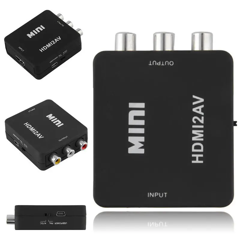 FFYY-Mini 1080P HDMI композитный к RCA Аудио Видео AV CVBS конвертер адаптер для HDTV - Цвет: Black