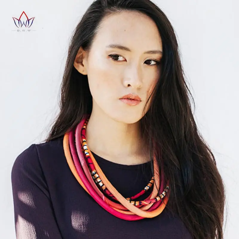 

2019 Ankara Multistrand Tribal Necklace African Big Bold Chunky Colorful jewelry by Hand WYA014