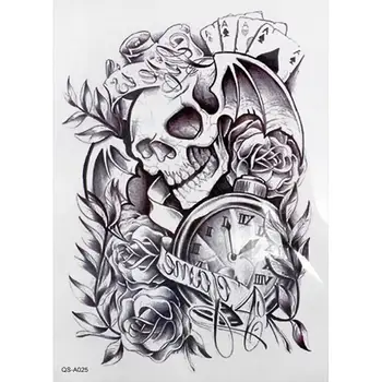 

Arm Sticker Fake Arm Sleeve Tattoo - Black 3D Death Skull Shoulder Tattoos Shoulder Tattoos Temporary Waterproof Man Tattoo