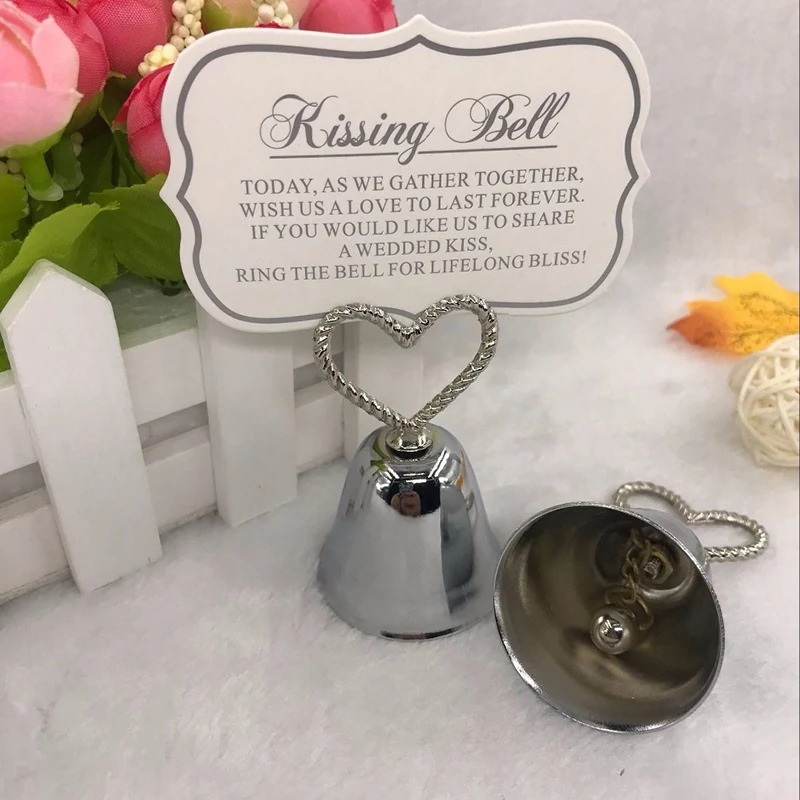 30 штук "Колокольчик для поцелуев" серебряный колокольчик для сидений/фото клип свадебные украшения стола, как свадебные украшения