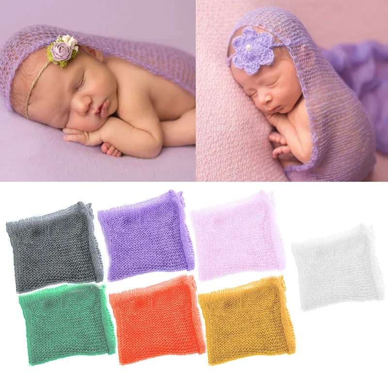 7Colors Soft font b Baby b font Newborn Infant Crochet Knit Mohair Wrap Cloth Photography Photo