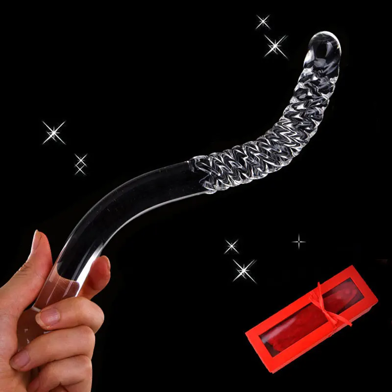 New Big Long Double Bead Crystal Glass Dildo Fake Penis Anal Butt Plug Vagina Clit Stimulator Female Gay Masturbation Sex Toys