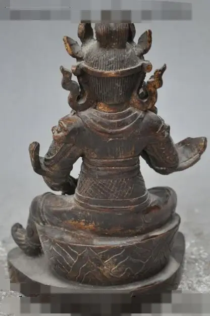 

S1105 7" china tibet buddhism temple bronze snake Yellow Jambhala Mammon buddha statue