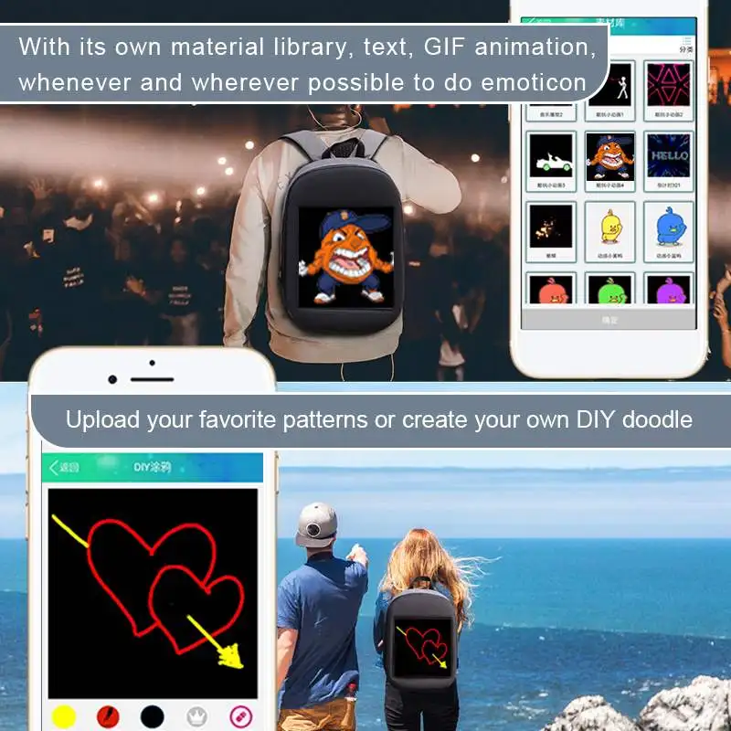 Светодиодный экран динамическая реклама рюкзак DIY WiFi LED город ходьба реклама ноутбук BackBag Light