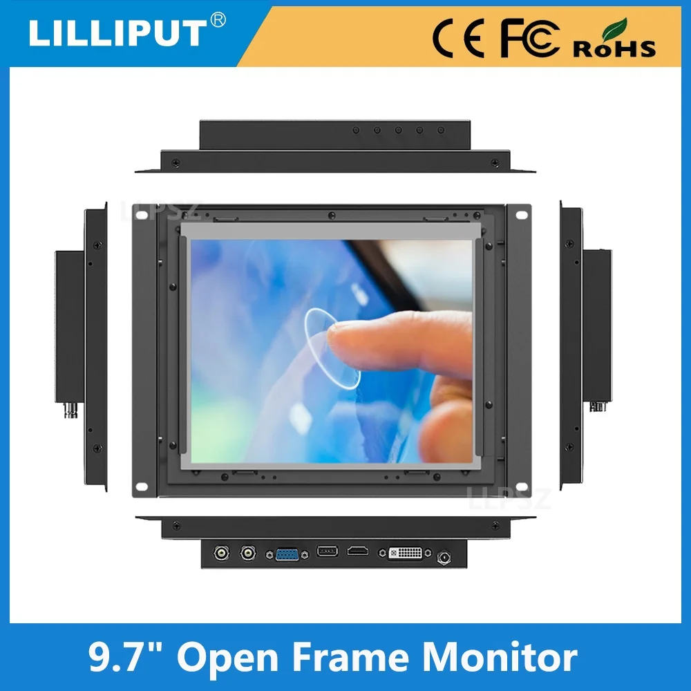 Lilliput TK970-NP/C/T Metal 9.7-inch Open Frame Touch Screen IPS Industrial LCD Monitor with HDMI, VGA, DVI & A/V inputs