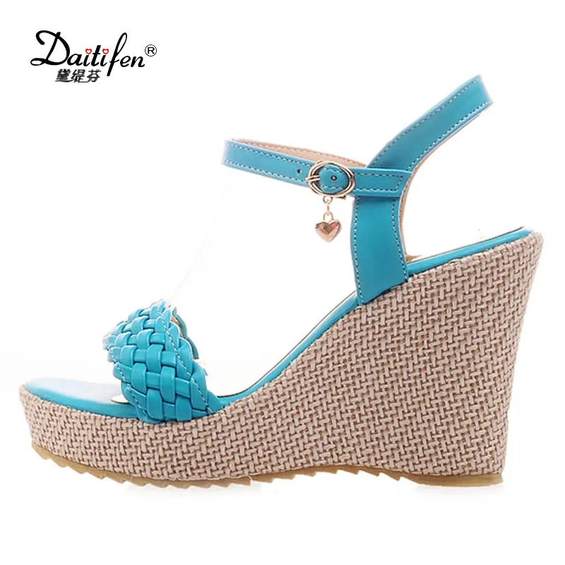 

Daitifen Women's Summer Footwear Solid Color Ladies Platform Sandals Peep Toe Female's Wedge Shoes Girl's Super High Heels 9 cm