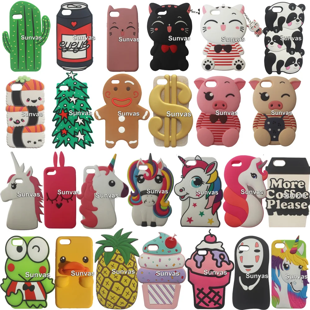 3D Kid's Cute Cartoon Dropproof Soft Silicone Case Phone Back Cover