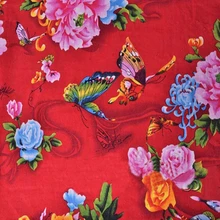 100*145 см цветок бабочка китайская ткань с этническим принтом хлопок лен Текстиль