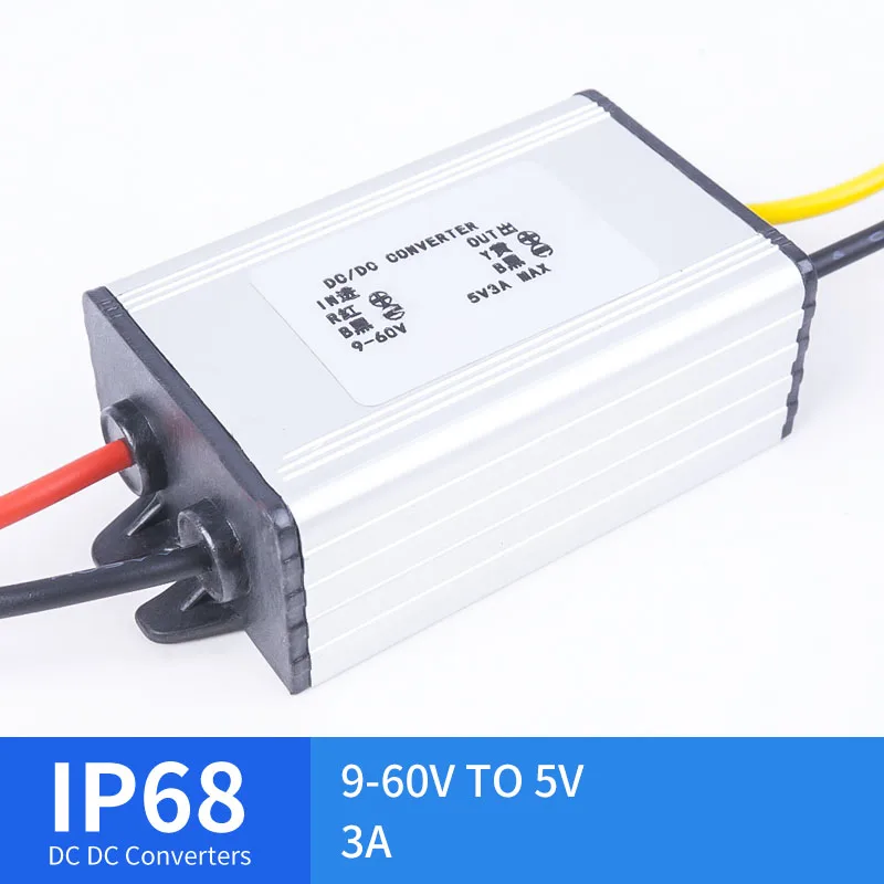 

Mini 9-60V TO 5V 3A DC Converter Waterproof Golf Cart Converter Reducer High Quality RCNUN CE RoHS