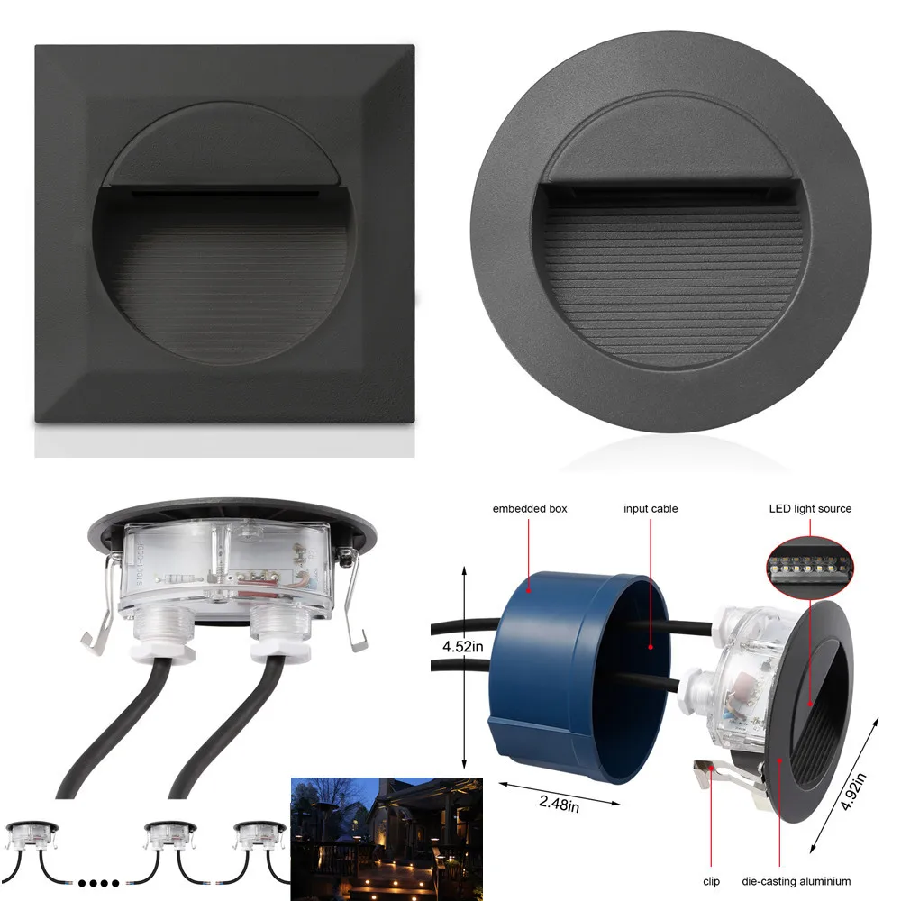 

1X Warm White IP65 Waterproof 2W Terrace Pathway Staircase Step Light Corridor Corner Plinth Lamp Outdoor Wall Porch Lights