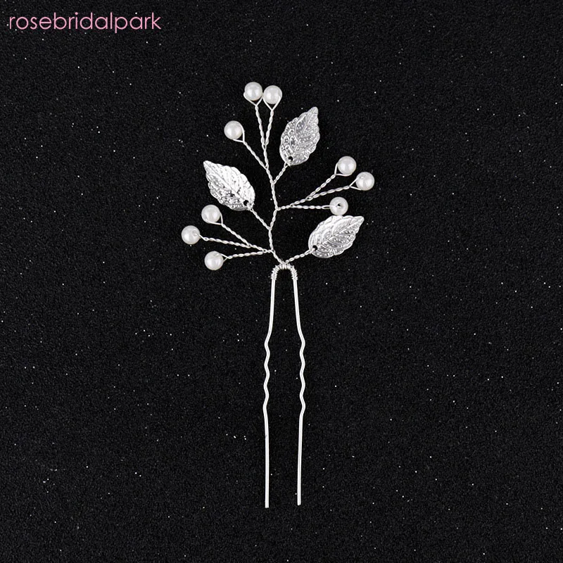 

Rosebridalpark Silver Pearl bridal Wedding Hair Accessories Vine hairpins Leaf Ornament Bride Bridal Fashion Jewelry 10pcs 202