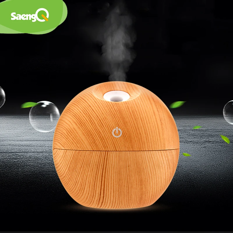 

saengQ Mini Ultrasonic Air Humidifier USB Aroma Diffuser Wood Grain LED Night Light Electric Essential Oil Diffuser