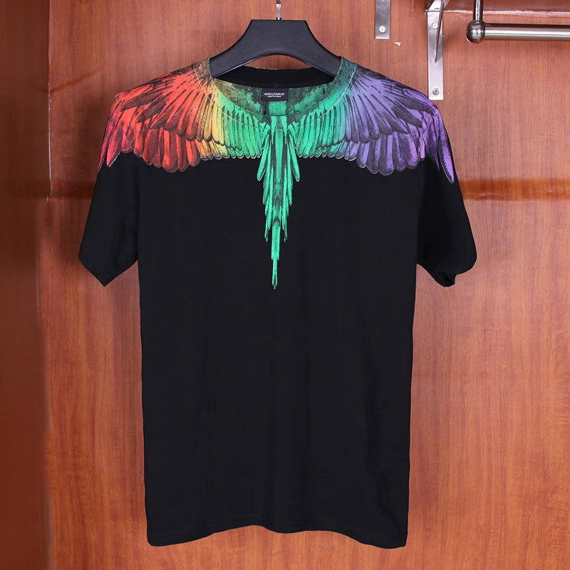 Новый 2018SS MB MURBON MARCELO BURLON новая Радужная Для мужчин 100% хлопок короткий рукав