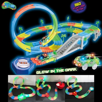 

Magic Track Outsize 7.2CM Glow in the dark 360 stunt Loop Racetrack That Can Climb,DIY Assembly Track with LED Race Car