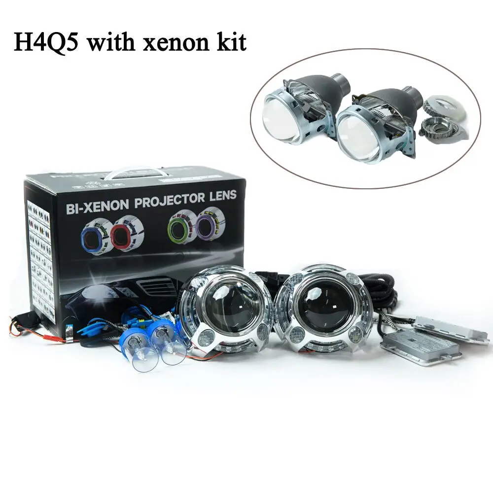 H4Q5 with xenon kit Стайлинга автомобилей линзы проектора bi xenon с 55 Вт ксеноновый комплект переменного тока для ксеноновой лампы hid модернизации - Цвет: H4Q5 with xenon kit