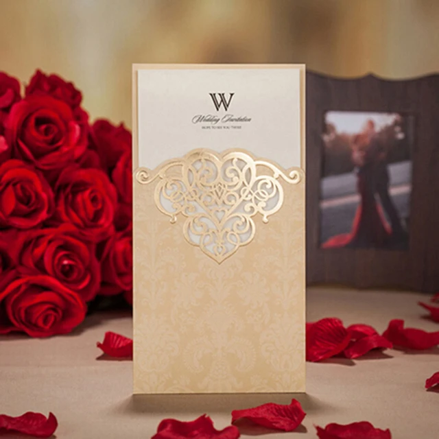1pcs sample red gold wedding design wedding invitations laser cut wedding designs for cards