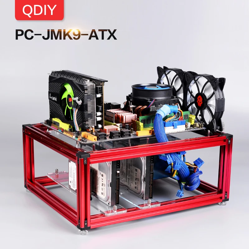 QDIY PC-JMK9 персонализированный ATX открытие алюминиевый сплав блок с водяным охлаждением платформа игровой плеер ПК чехол