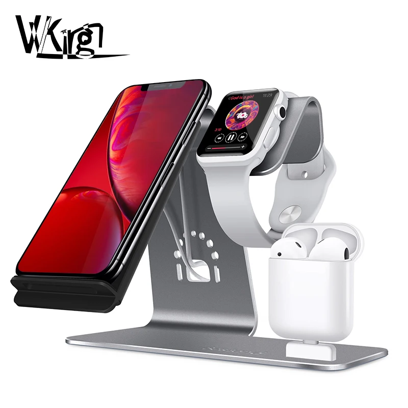 VVKing 3 в 1 Беспроводное зарядное устройство для iPhone X XS XR 8 Plus Быстрая зарядка для samsung S9 S8 Note8 для Apple watch для Airpods