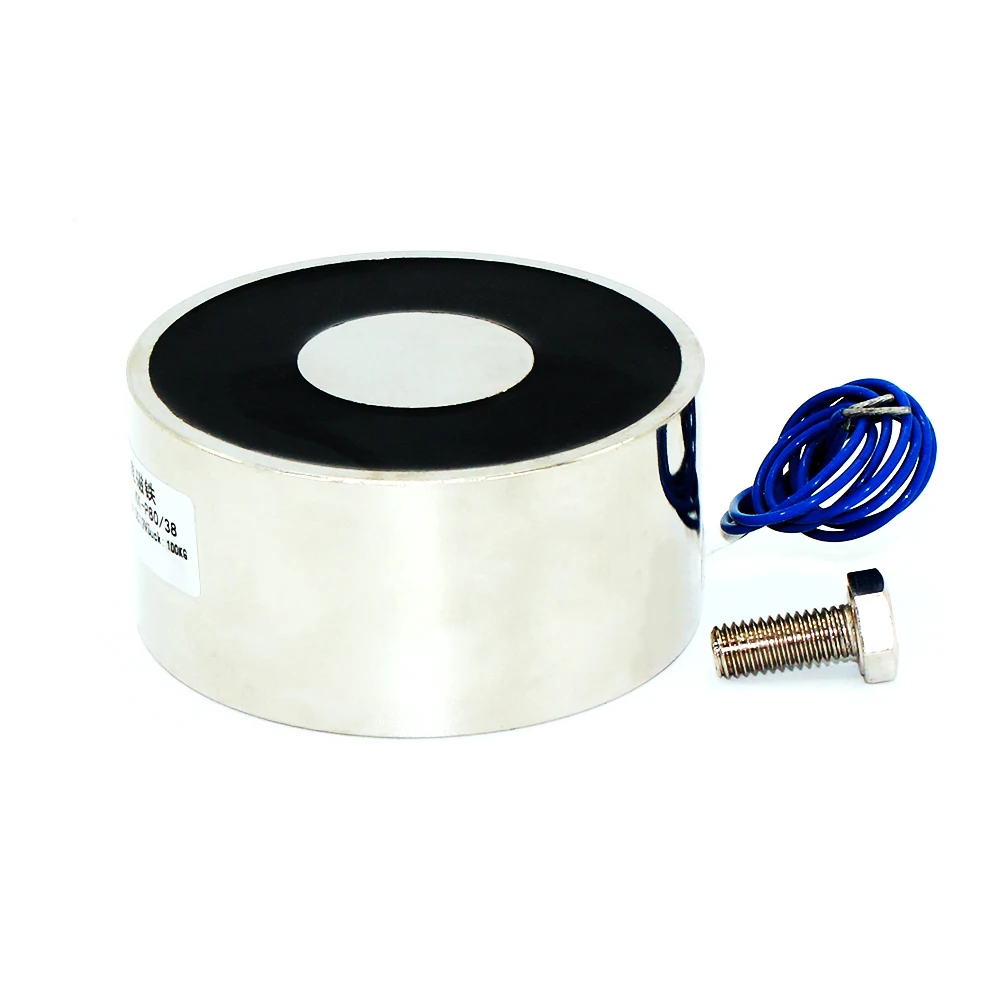 80/38 mm Suction 100KG DC 5V/12V/24V solenoid electromagnet electric Lifting electro magnet strong holder cup DIY 12 v 24 volt