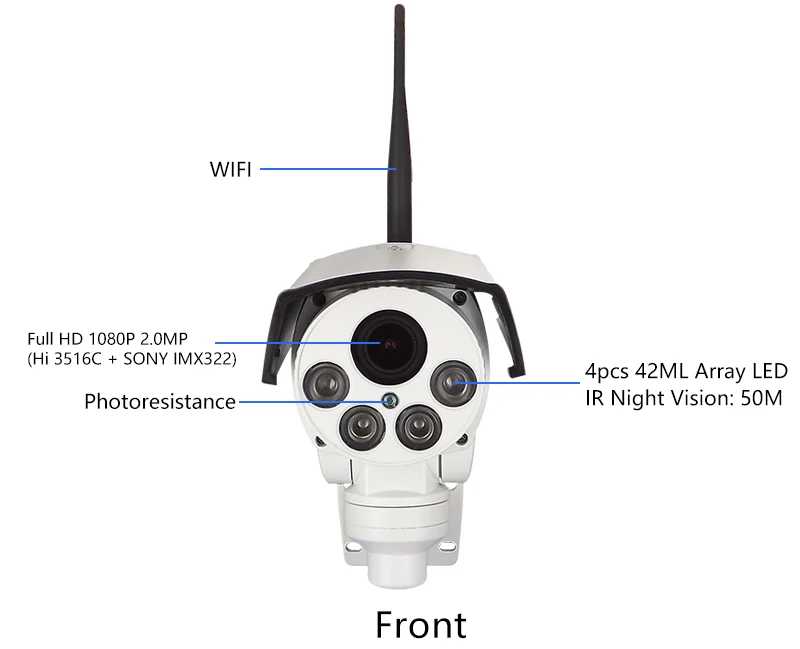 Starlight аудио PTZ наружная IP камера 1080P провод WiFi sony Pan Tilt Автоматический зум 2MP FULL HD пуля SD карта onvif ночное видение 50 м