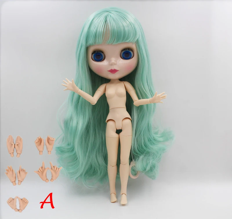 Blygirl, кукла Blyth, светильник с зелеными волнистыми челками, куклы обнаженной формы, 19 тел, куклы DIY, могут быть заменены - Цвет: Doll A