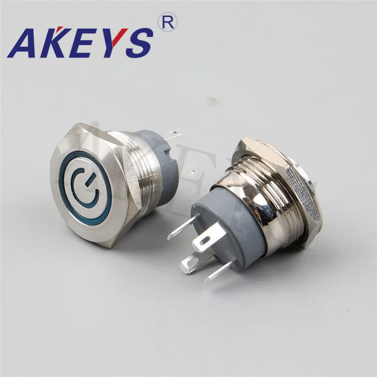 PX19C-P11Y-EPower Waterproof High Flush Push Button Switch 19mm Press Switch With Ring LED