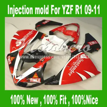 

100%Fit injection mold for YAMAHA YZF R1 2009 2010 2011 YZF-R1 09-11 YZF1000 R1 09 10 11 YZF R1 09 10 11 Red white black #5543FF