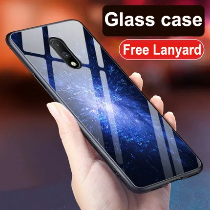 Для oneplus 7 Case one plus7 градиентное стильное закаленное стекло+ жесткое стекло для ПК задняя крышка oneplus 7 1+ 7 силиконовый бампер 6,4" fundas - Цвет: A21