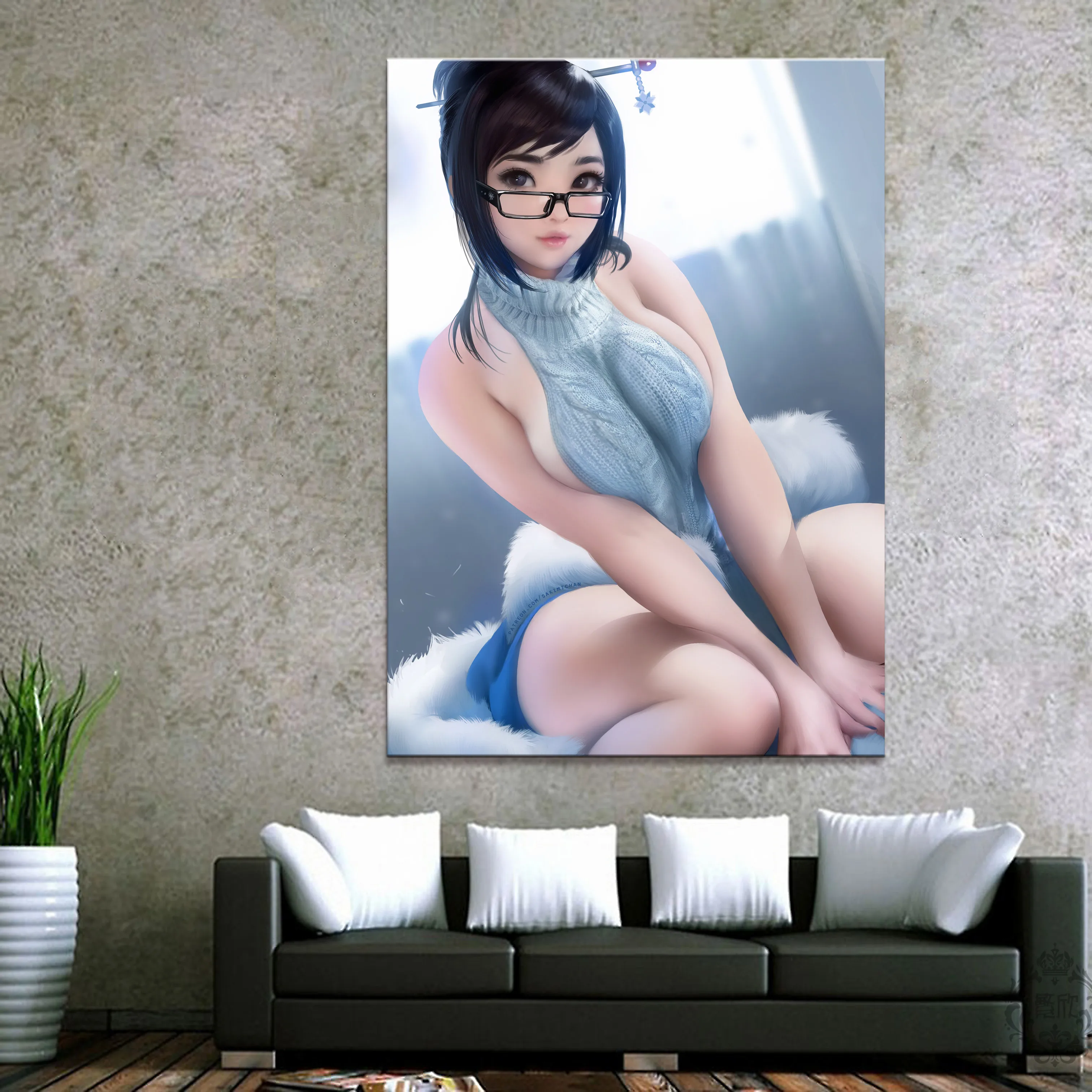 

Home Decor Modular Canvas Picture 1 Piece Sexy Woman Mei Overwatch Game Painting Poster Wall For Home Canvas Painting Wholesale