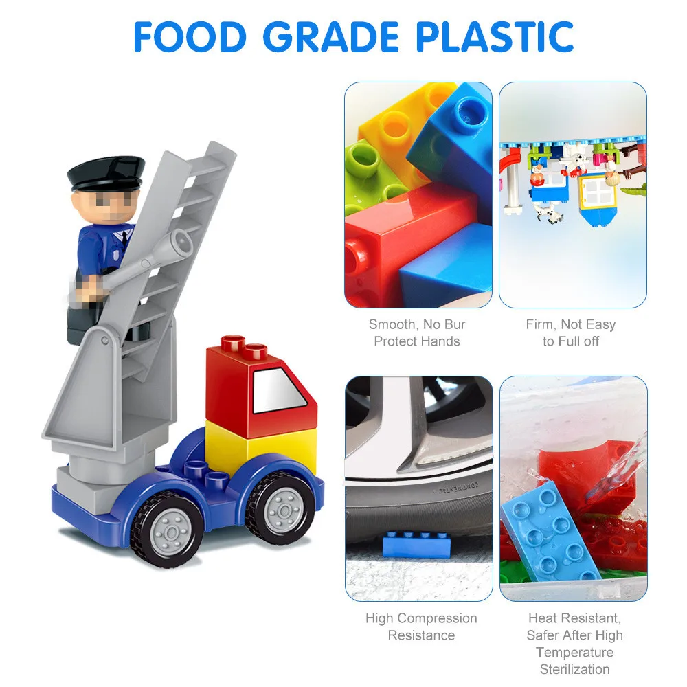 Tumama Big Size Building Blocks 53~125pcs Car Model Traffic Building Brick Compatible Legoed Duplo Large Size Educational Blocks Tumama Big Size Building Blocks 53~125pcs Car Model Traffic Building Brick Compatible Legoed Duplo Large Size Educational Blocks