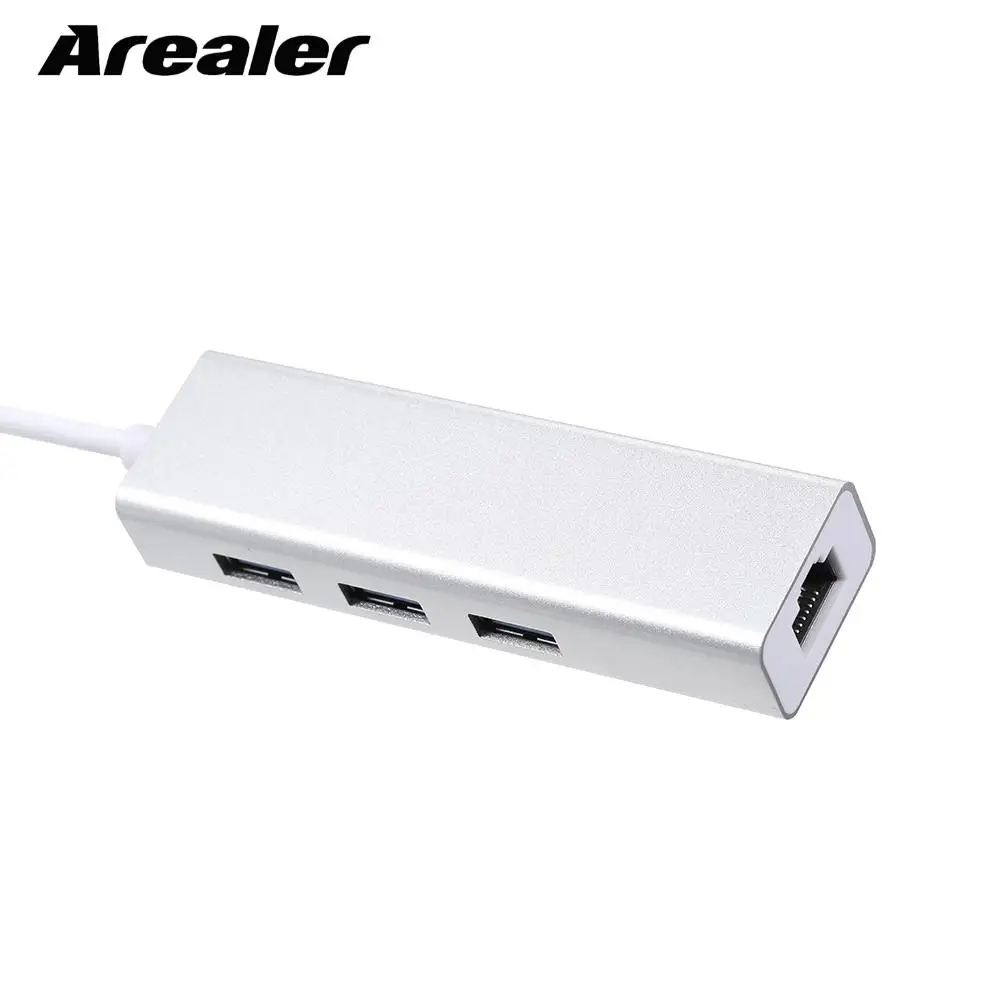 Arealer USB Hub 3,0 Тип-C к локальной сети Ethernet RJ45 адаптер сетевой карты с USB3.0 концентратора 3 Порты для ноутбука