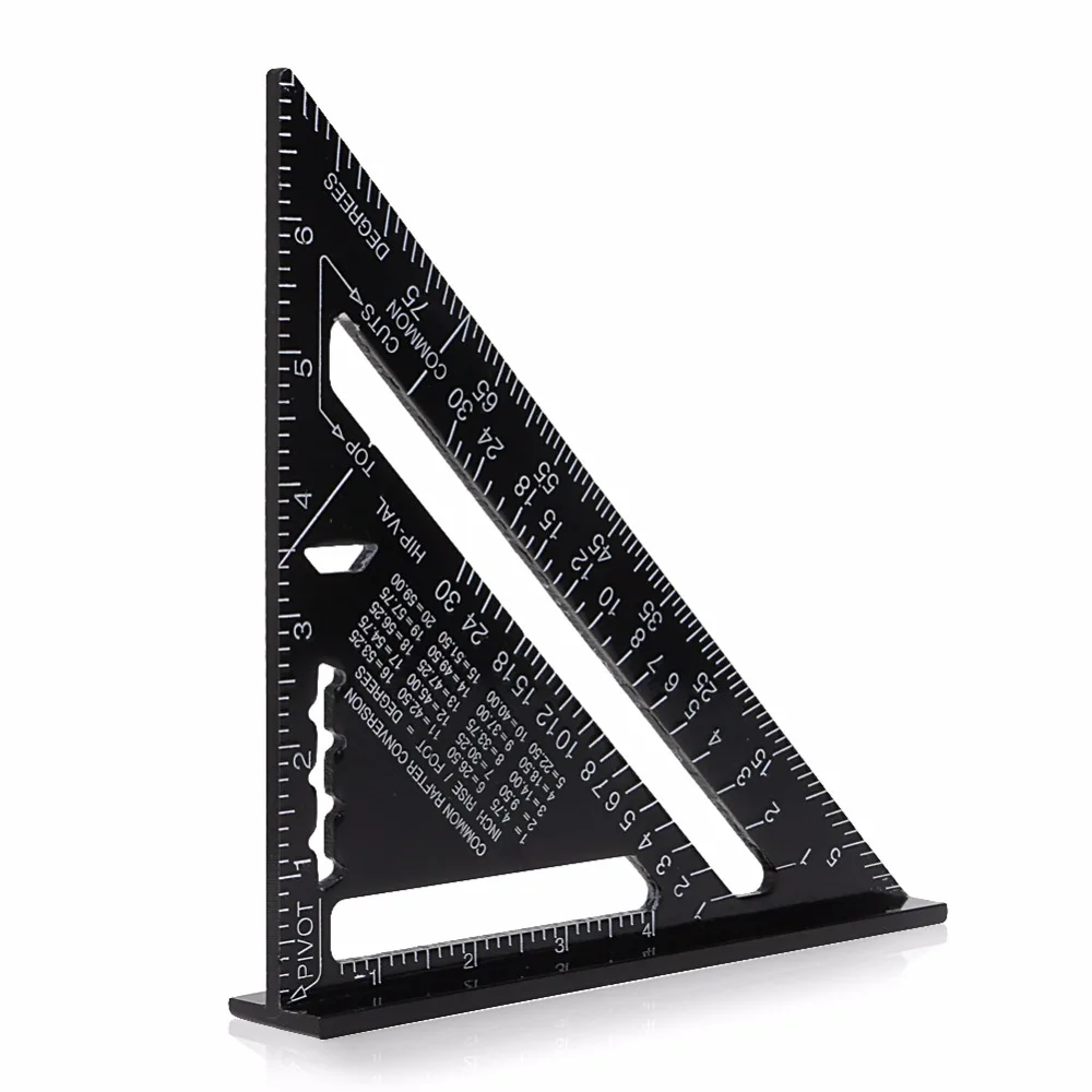 

7" System Black Aluminum Alloy Measure Speed Square Roofing Triangle Measuring Ruler