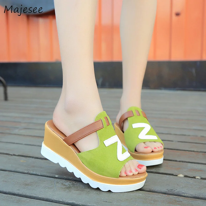 

Summer Slippers Women Simple Casual Wedges Outdoor Platform Womens Breathable Korean Style Shoes Female Trendy Slipper Students