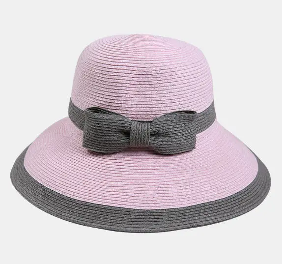 Новая соломенная шляпа Bowknot Lady модный козырек складная шляпа для девочек Летняя солнцезащитная Кепка Женская Праздничная пляжная Солнцезащитная шляпа jc2869 - Цвет: 3