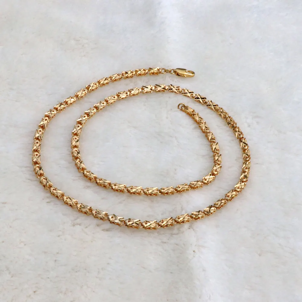 

Noble Chevron Double Layered Choker Necklace Arrow Chain Multi 24 k Yellow Fine Gold GF Tone Boho Bohemian