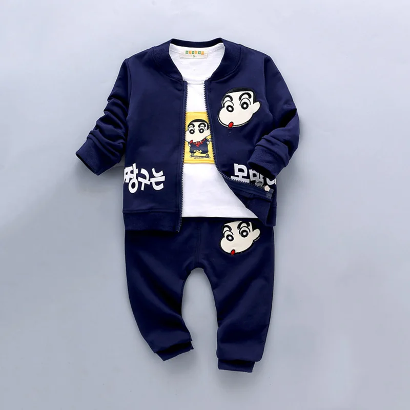 

infant baby boy clothes sets new autumn newborn baby suits 3pcs cartoon cardigan jacket+long sleeve shirt+pants baby clothing
