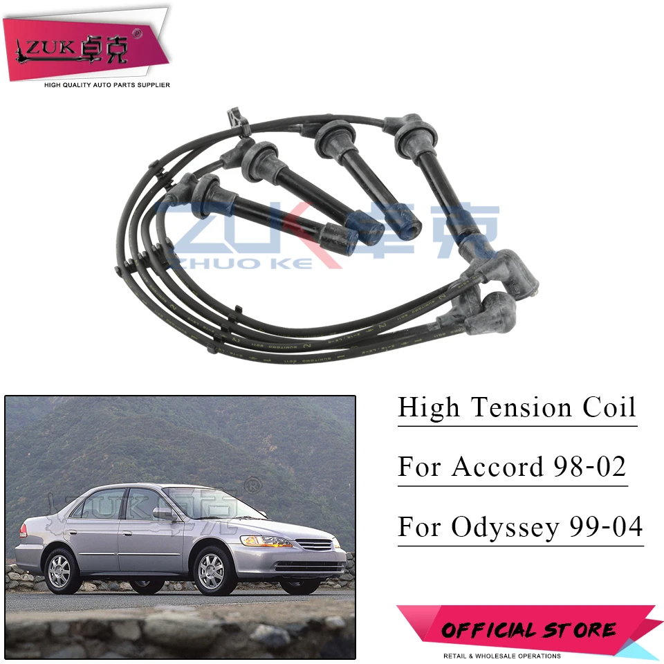 

ZUK High Qualtity Ignition High Tension Coil Cord Cable Wire For HONDA ACCORD 1998 1999 2000 2001 2002 2.0L 2.3L For ODYSSEY