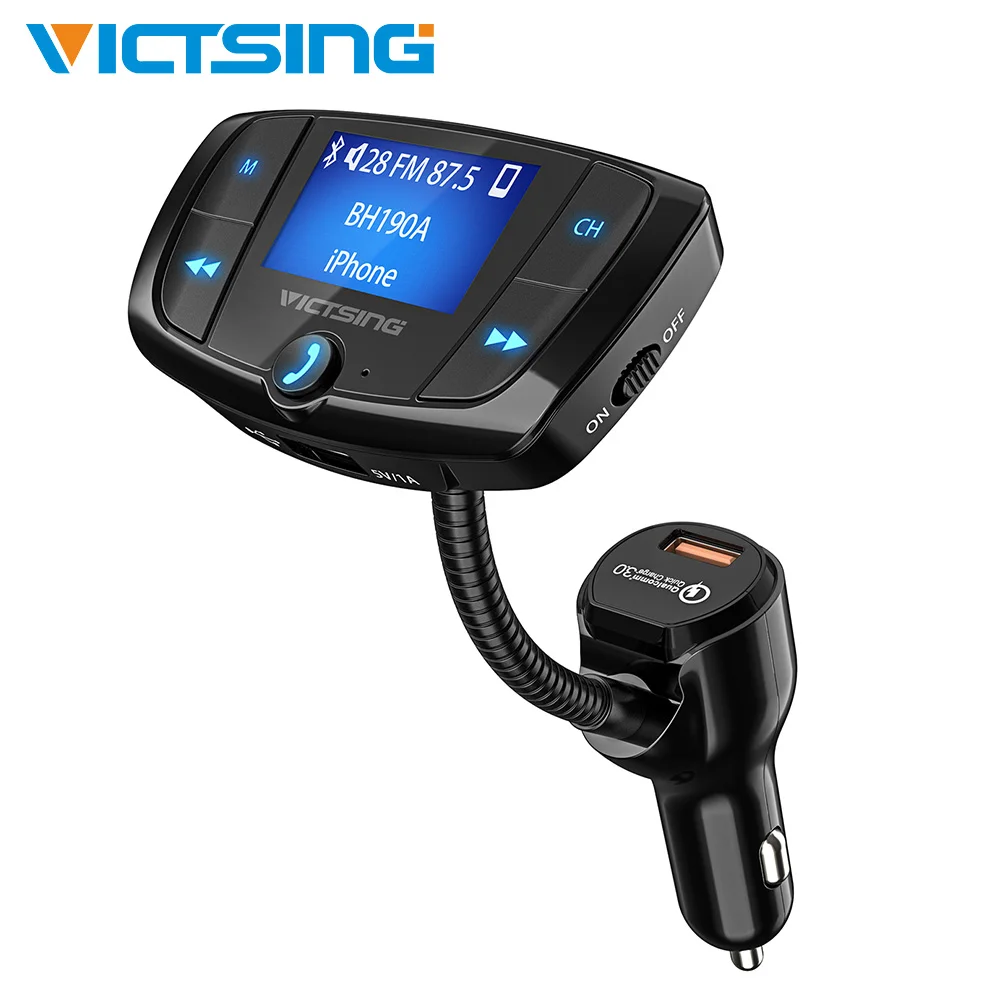 

VicTsing Bluetooth FM Transmitter Car Wireless Radio Bluetooth Adapter QC3.0 Dual USB Quick Charge MP3 Playing with 1.44Display